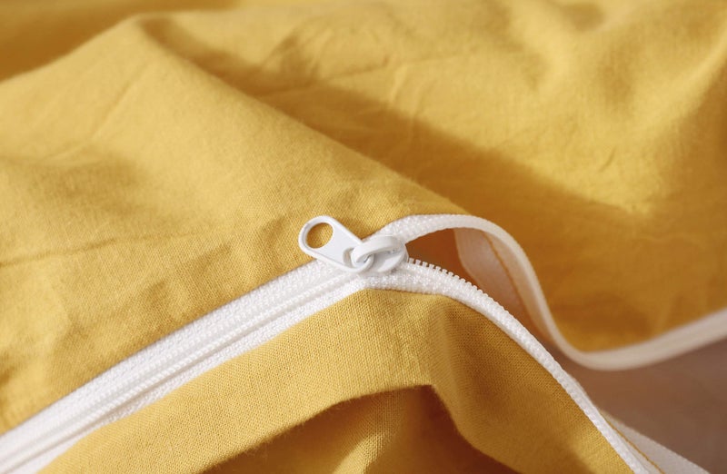 F.Y.Dreams 100% Washed Cotton Duvet Cover for Weighted Blanket 60x80 inches with 8 Ties, Zipper on Long Side/Yellow/Just Duvet Cover - Image 3